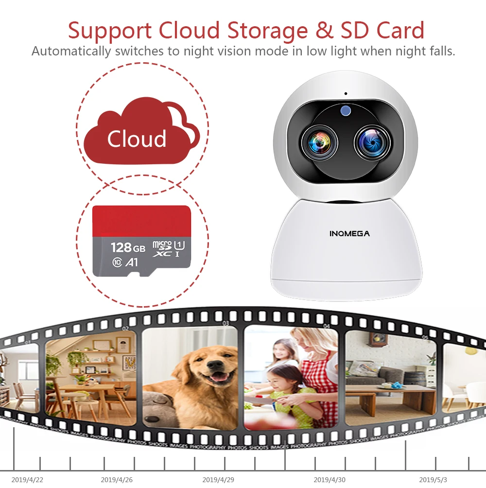 Беспроводная камера видеонаблюдения INQMEGA 1080P с двумя объективами Wi Fi 2 МП облако