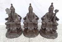 xd 001937 14 chinese pure bronze fu fan ruyi taoist sanqing purities 3 god statue set