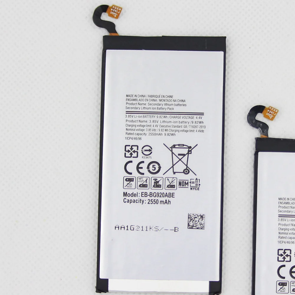 

5pcs/lot 2550mAh EB-BG920ABE Battery for Samsung Galaxy S6 Battery G9200 G920f G920i G920A G925S G920V G920T G920P Batteries