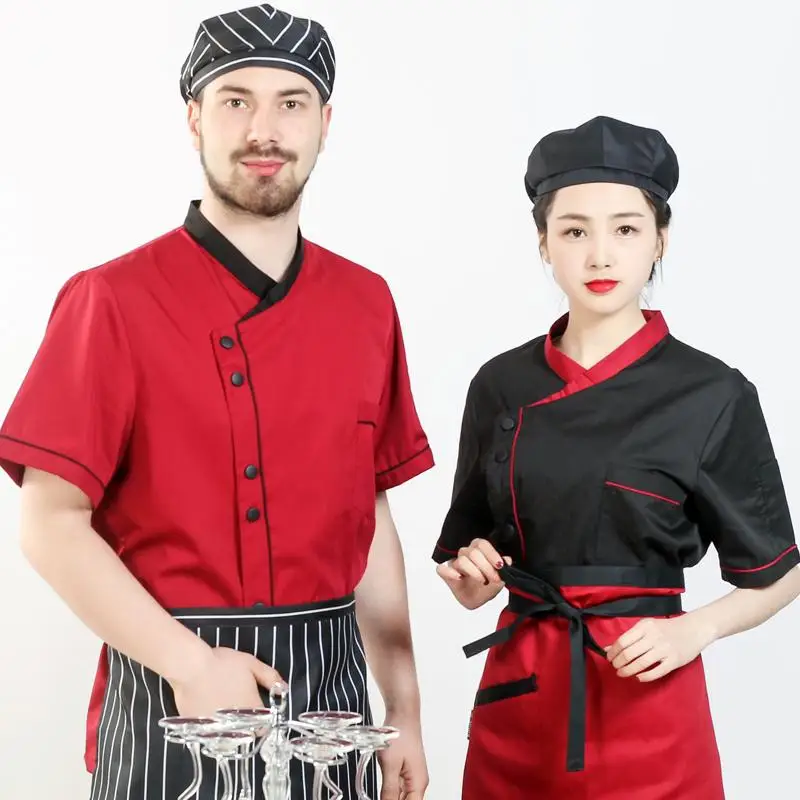 

2017 Summer Short Sleeve Chef Uniform Kitchen Cook Clothes Man and Woman Hotel Restaurant Workwear Big Size Chef Coat Wholesales