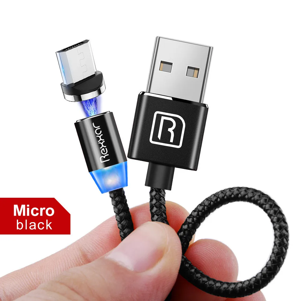 Micro USB Black Магнитный кабель Быстрая зарядка usb type C кабель магнитное зарядное устройство Micro USB кабель мобильного телефона Кабели для Samsung iphone USB шнур 1 м - Цвет: Micro USB Black