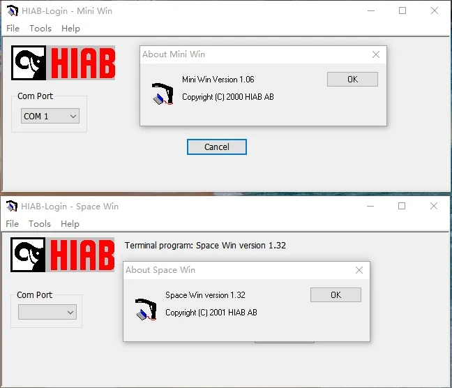 

HIAB Cranes Mini Win and Space Win Diagnostic Software