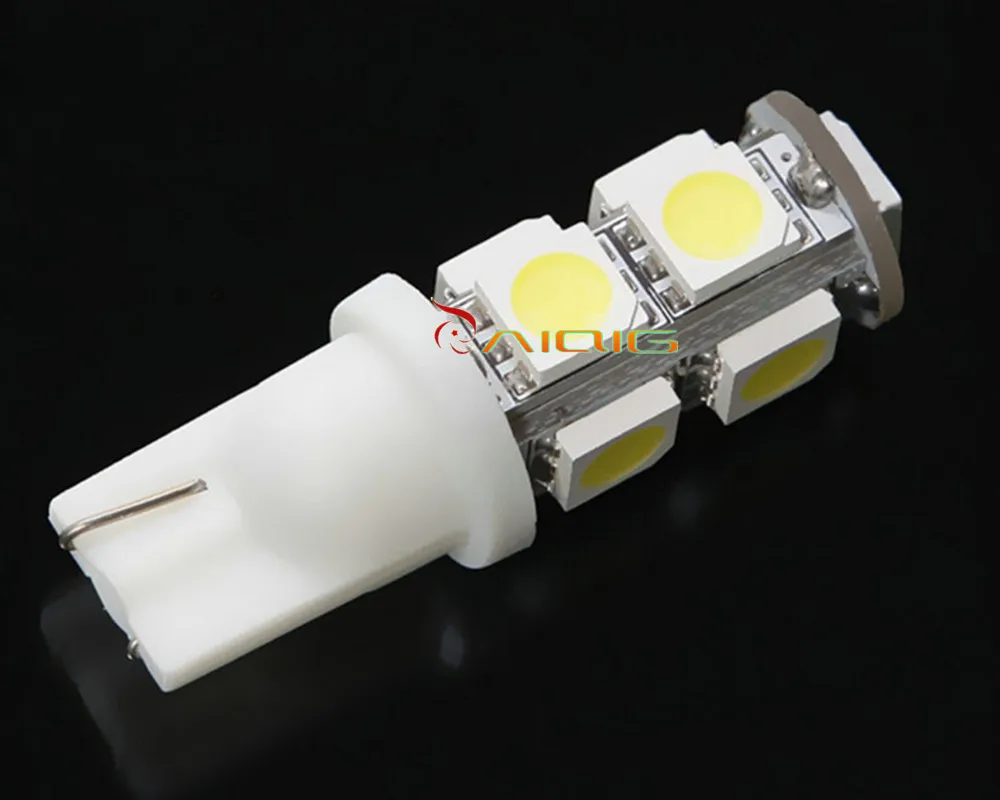 Светодиодная лампа T10 9 SMD 5050 с белым клином 194 W5W для приборной панели 501
