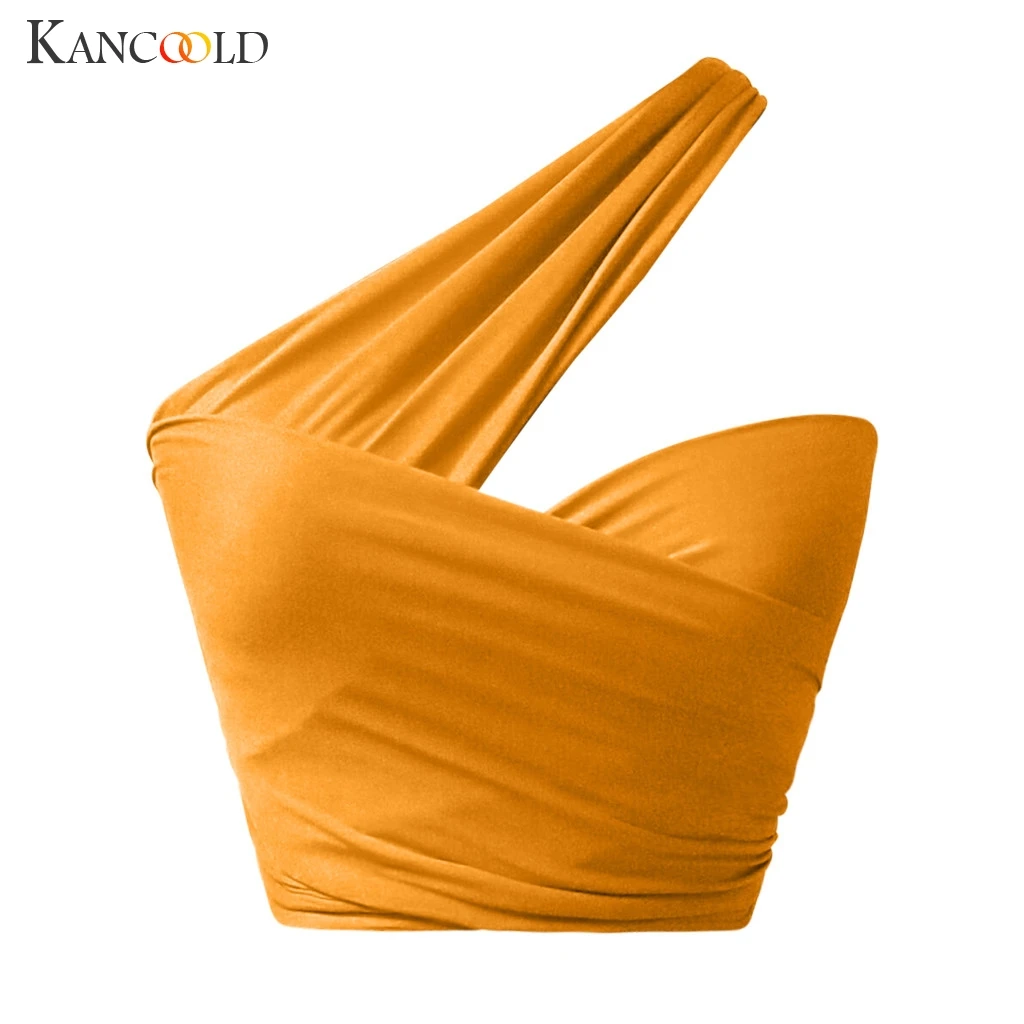 Женский укороченный топ с бантом KANCOOLD однотонный сексуальный открытыми плечами