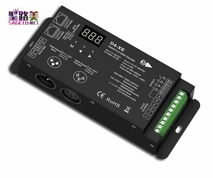 D4 XE 4CH ШИМ Постоянное Напряжение CV DMX512 RDM светодиодный декодер контроллер с