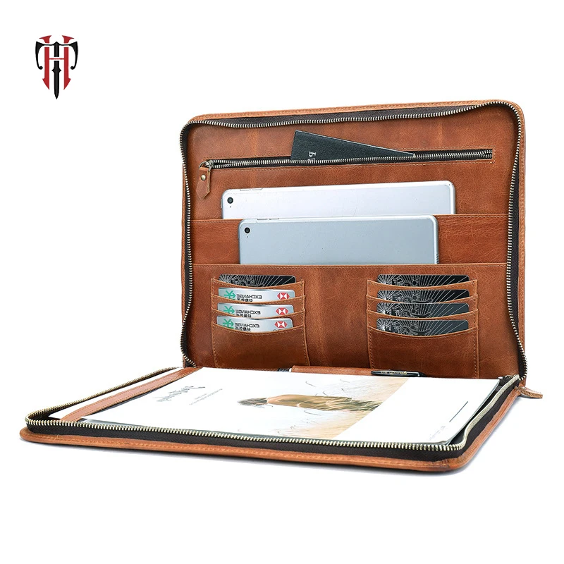 Мужская деловая сумка TIANHOO из натуральной кожи винтажный портфель для офиса и