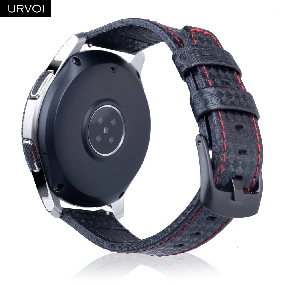 URVOI band for Samsung Galaxy watch 46mm Gear S3 strap carbon fiber pattern PU leather replacement 22mm | Наручные часы