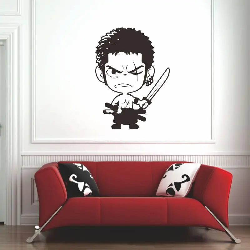 Цельнокроеные настенные стикеры Roronoa Zoro-Комиксы и анимационные наклейки с