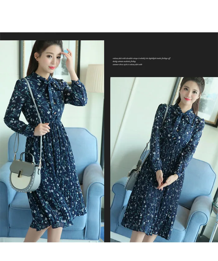 2018 весеннее шикарное женское шифоновое плиссированное платье с моно цветочным