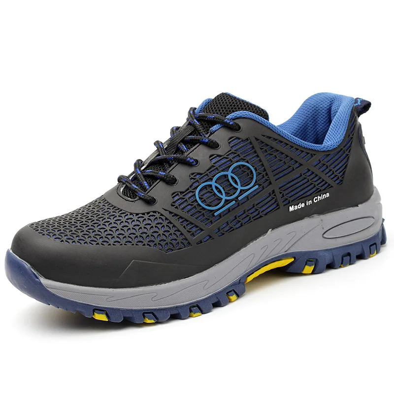 blue safety shoes ROXDIA/Брендовые мужские рабочие и безопасные ботинки со стальным носком; летние дышащие ботинки с изоляцией 6 кВ; ударопрочная Мужская обувь; размеры 38-44; RXM115 - Цвет: blue safety shoes