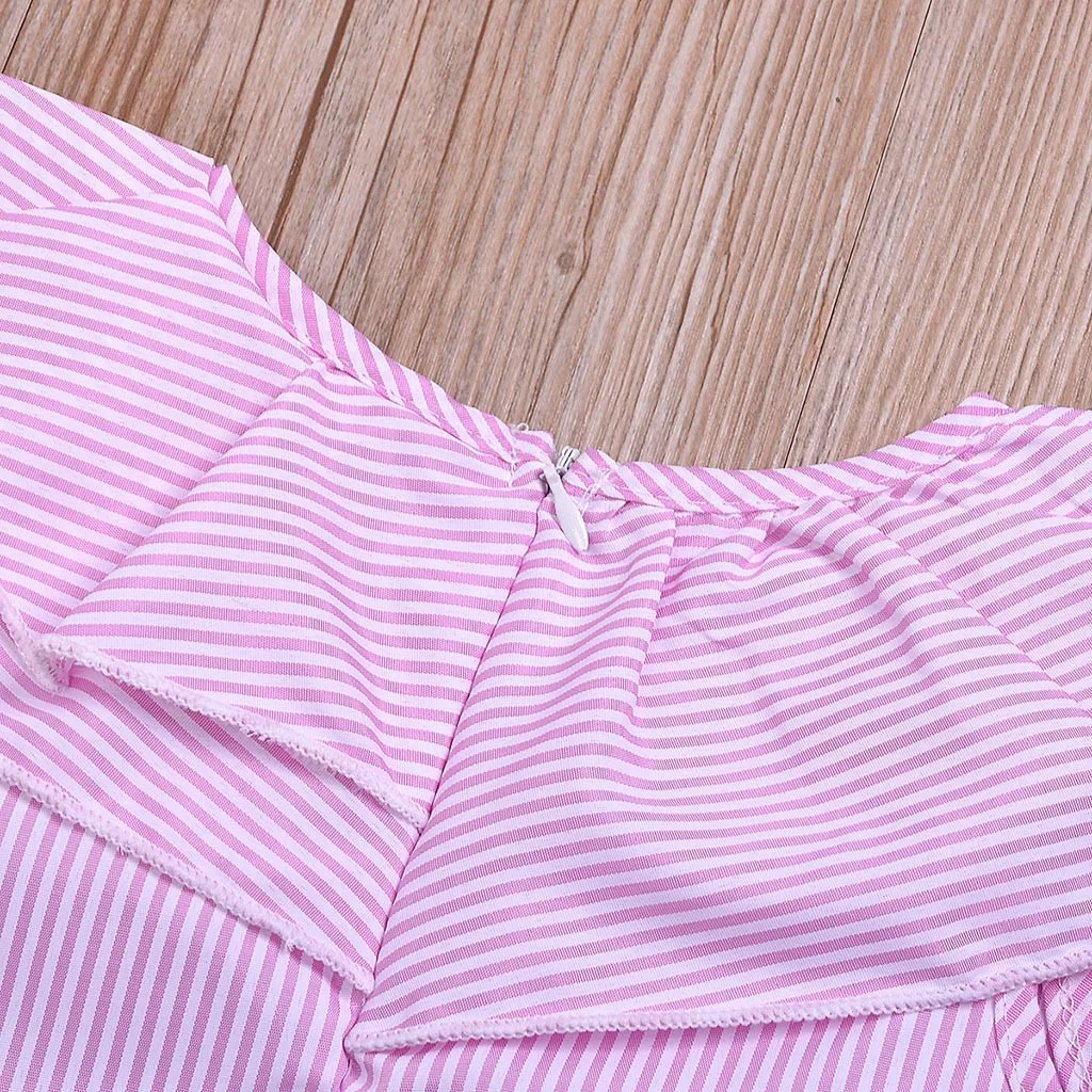 SAGACE/милые розовые летние комплекты одежды для маленьких девочек Полосатая майка