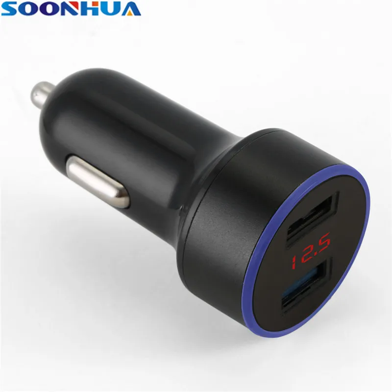 SOONHUA Портативный умное автомобильное зарядное устройство 3.1A двойной USB адаптер с