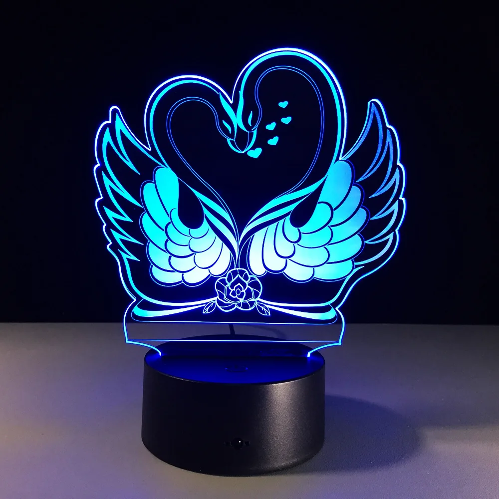 Лебедь 3D светодиодный светильник I LOVE YOU Романтический ночной Светильник