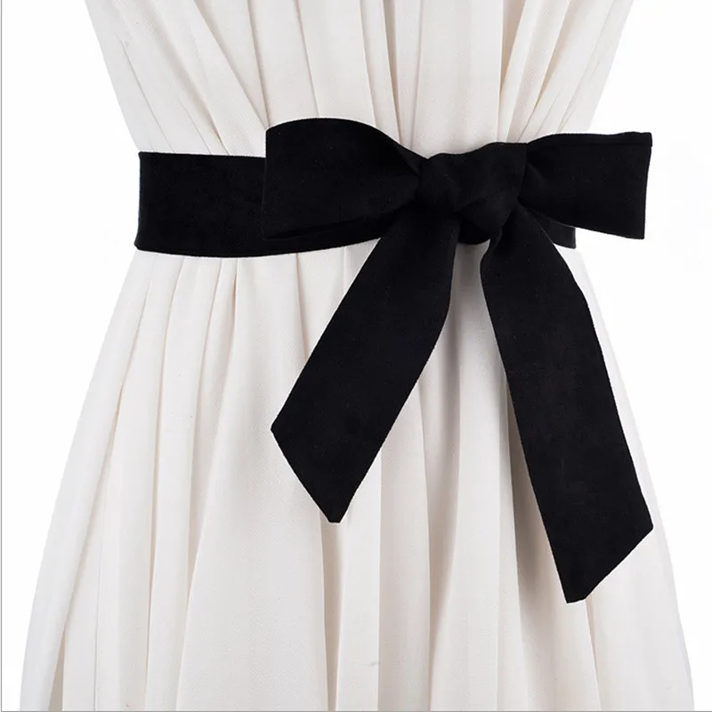 2018 2Colors Suede Fabric Belts Wide Female Decoration Brief Belt For Dress Women Winter Coat Clothing Interl Cummerbunds SO0129