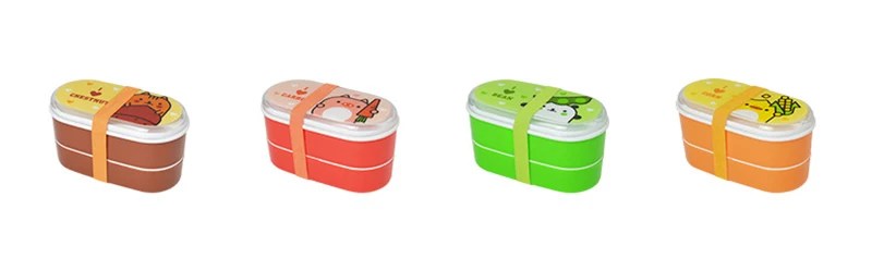 Высокое качество Мультфильм здоровый пластиковый Ланч-бокс 600 мл Bento коробки контейнер для еды столовая посуда Ланчбокс столовые приборы чехол для пикника