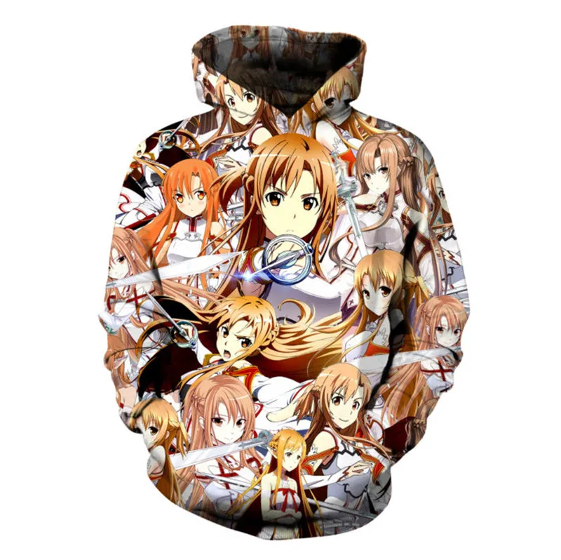 Мужские толстовки SOSHIRL Cool Cutre Asuna худи в стиле аниме Harajuku Повседневные пуловеры с