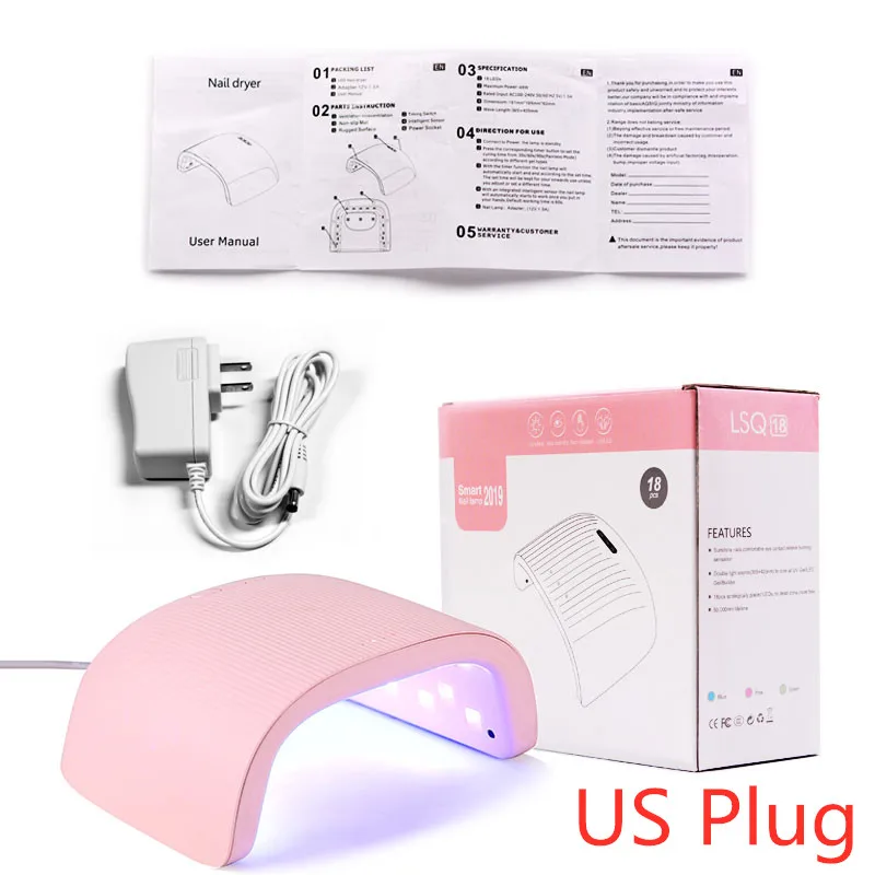 Pink US Plug 48W UV LED Nail Art Lamp Nails Dryers For Gel Manicure Set Sun Light Curing Varnish Polish Nail Lamps Machine Tools Wholesale - Цвет: Pink US Plug