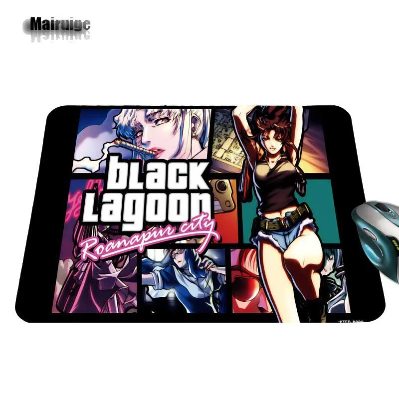 Mairuige Лидер продаж принт Противоскользящий прочный аниме черный Lagoon игровой геймер Мыши Mause коврик для мыши радиационный Нескользящий Резиновый Коврик - Цвет: 29x25cm