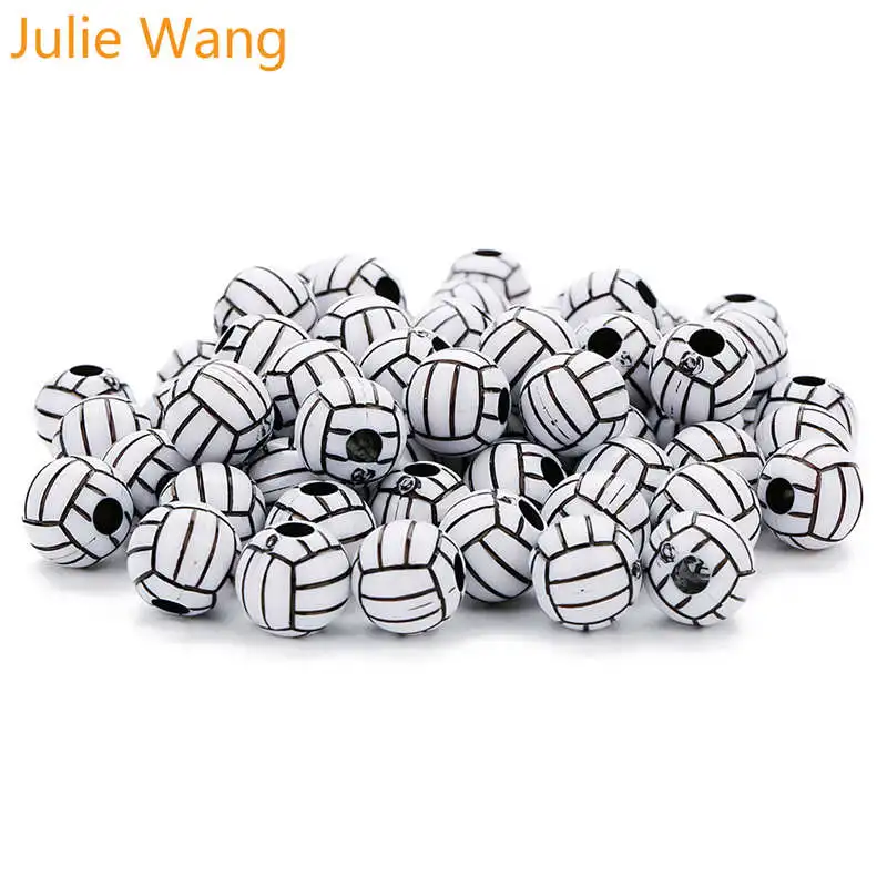 Julie Wang 50 шт. 12 мм акриловые Круглые бусины для баскетбола волейбола браслета