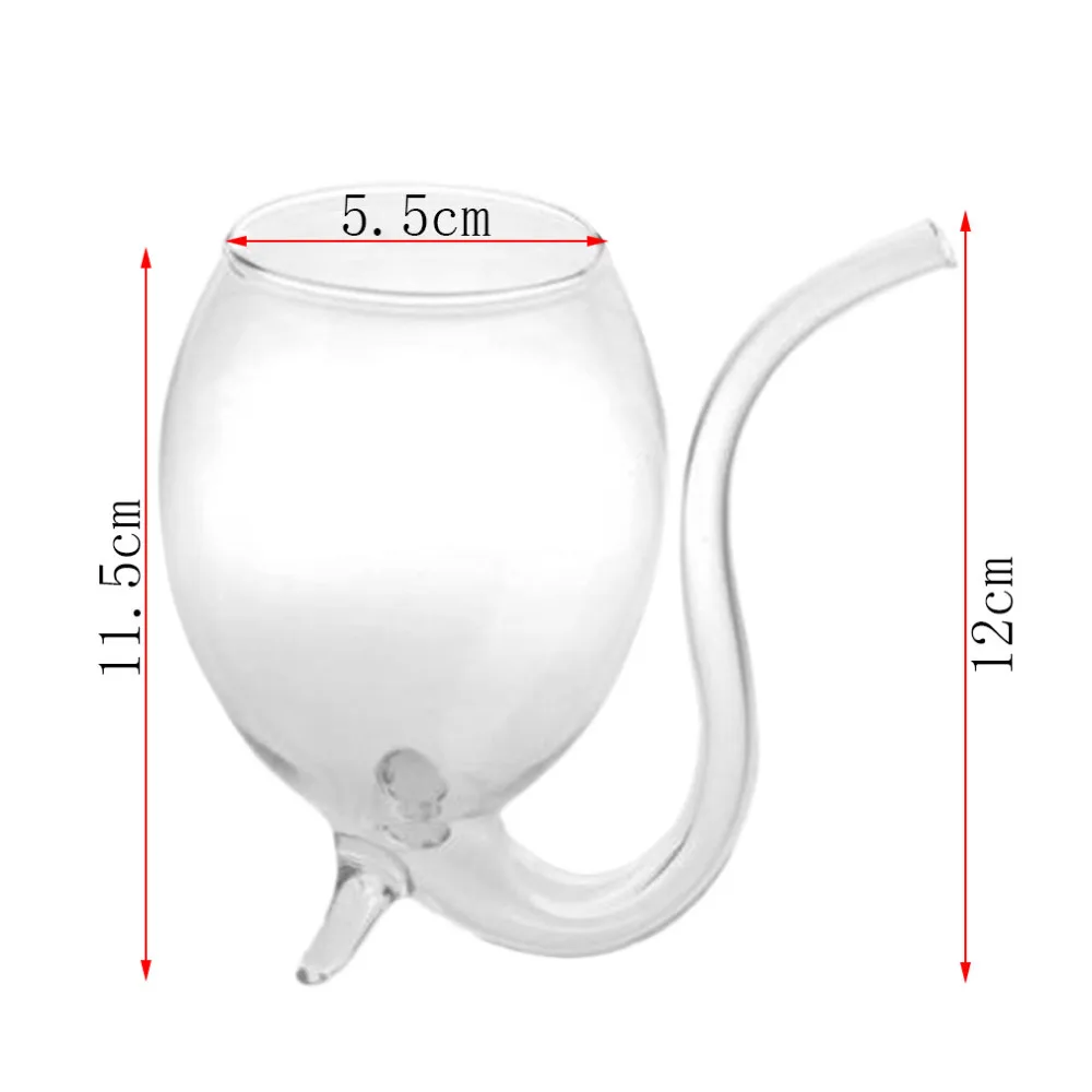 

1pc Creative 300ml Devil Red Wine Glass Transparent Cup Mug With Built in Drinking Tube Straw Water Cup for Home Bar Hotel