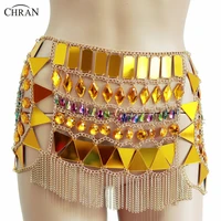 chran sequin body chain skirt sexy rave outfit showgirl dance wear fringe chain festival dancing dress