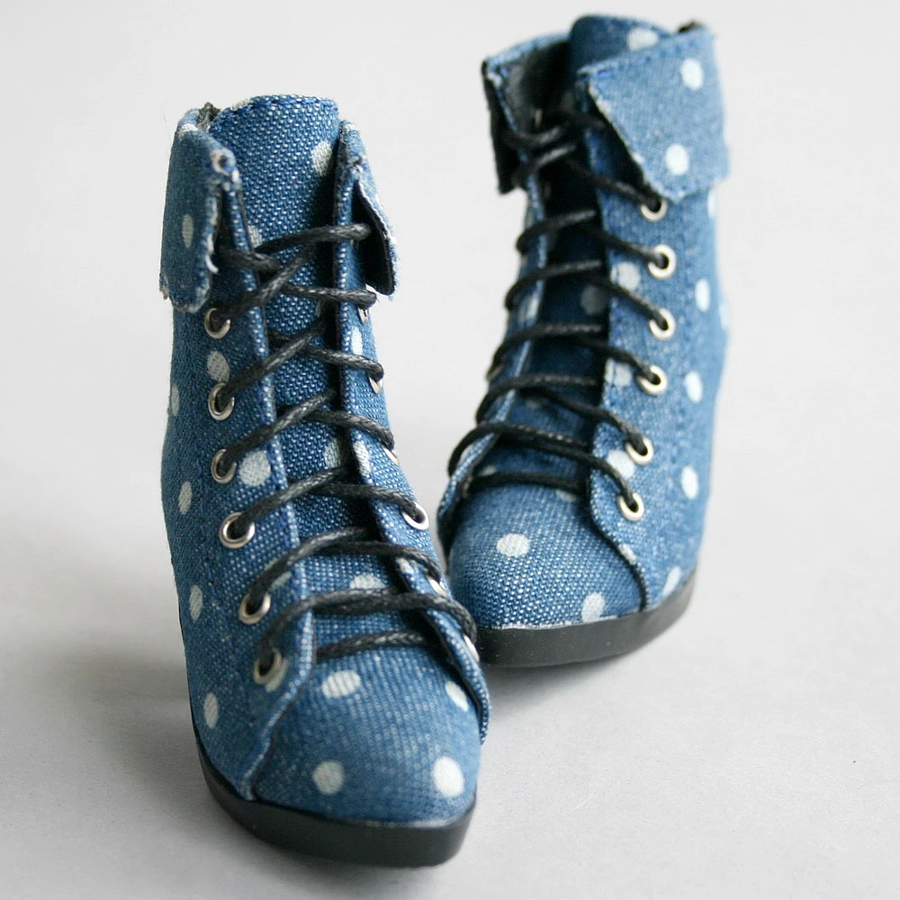 

[wamami] 48# Jeans Blue Dots 1/3 SD BJD DOD Dollfie Heels Synthetic Leather Shoes-7.5cm