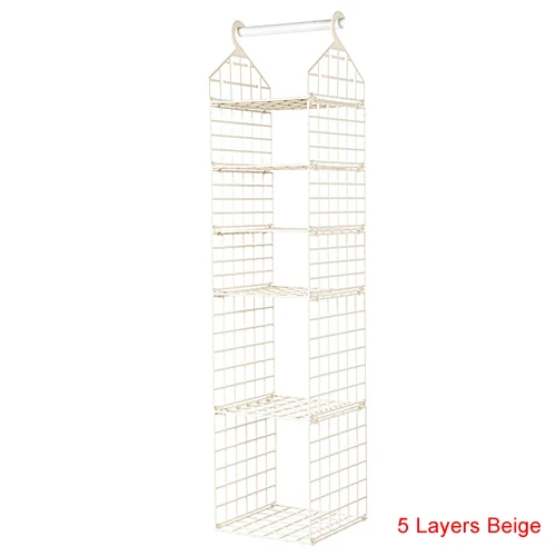 5 Layers Beige Креативные подвесные органайзеры для одежды, домашний гардероб, коробка для хранения в шкафу, подвесной карман, полка для одежды, нижнее белье, подставки для обуви - Цвет: 5 Layers Beige