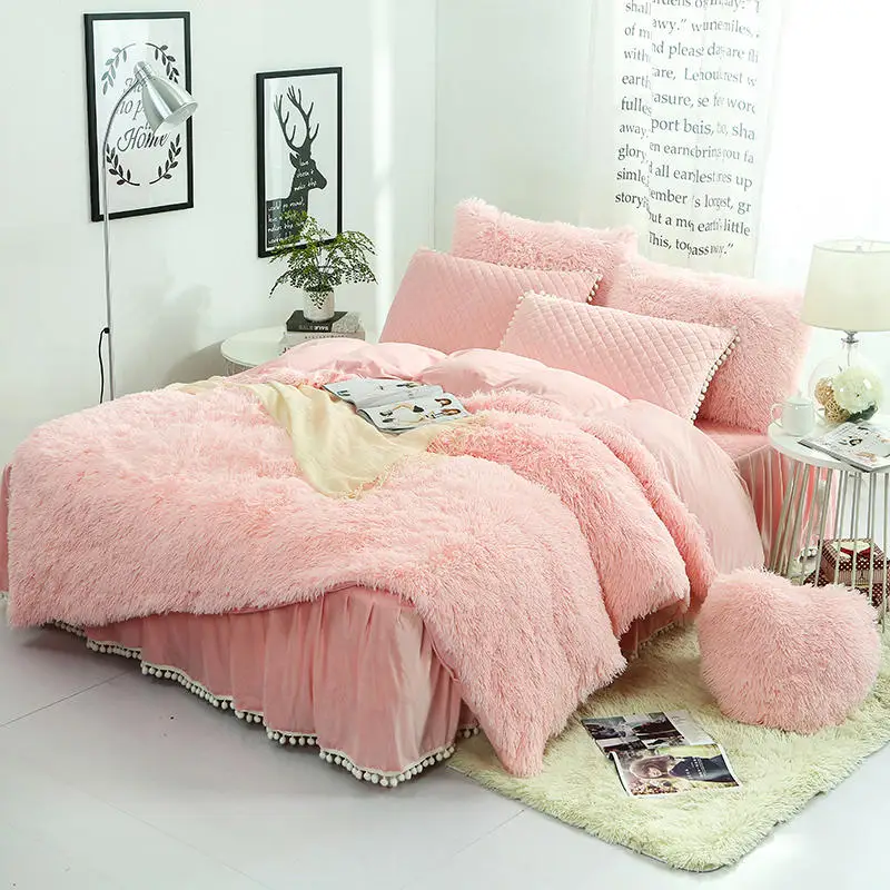 Новый длинный Пушистый Зимний Комплект постельного белья с длинным ворсом