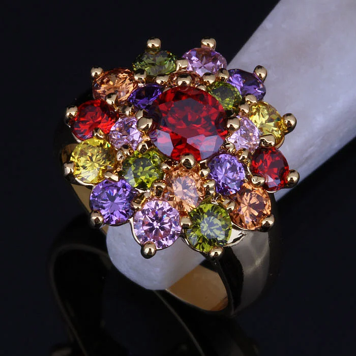 Женское модное кольцо желтого и золотого цвета J0323|multicolor ring|colorful ringring ring |