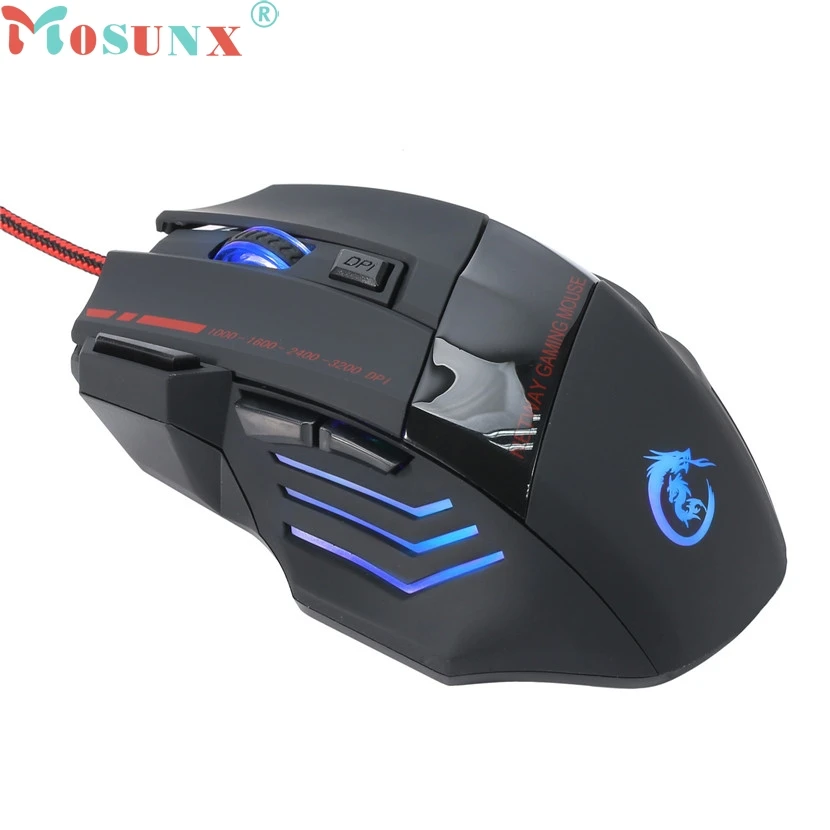 Mosunx популярная оптическая USB Проводная профессиональная игровая мышь 3200 DPI 7D