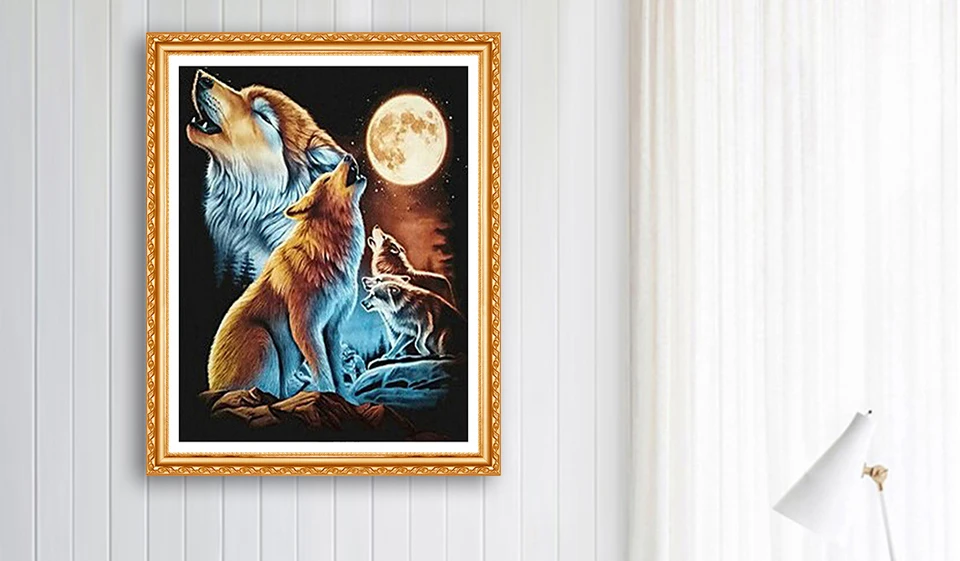 Moon Wolf DIY 5D алмазная картина волка наборы вышивки крестом Алмаз Полный алмаз для алмазной вышивки узоры настенные наклейки