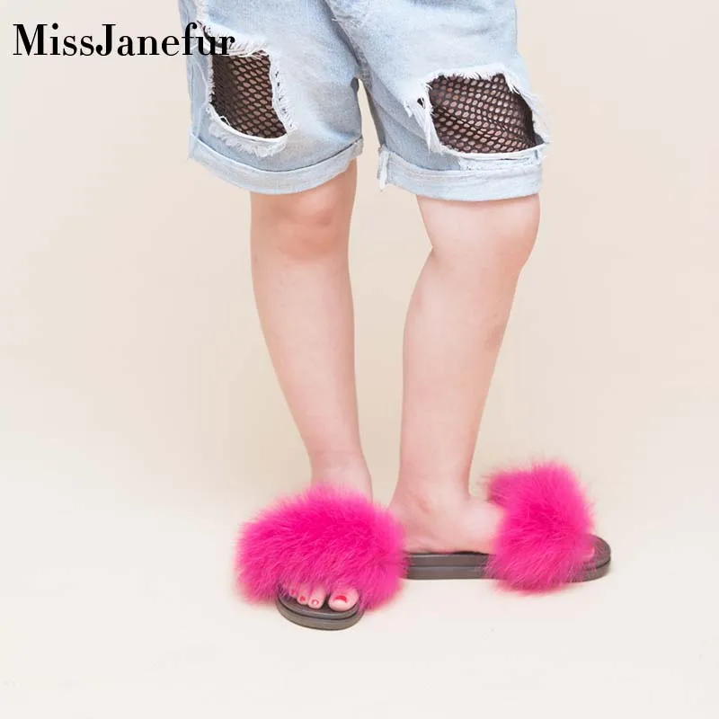 Детские тапочки с натуральным лисьим мехом Сезон Зима мягкий Повседневный