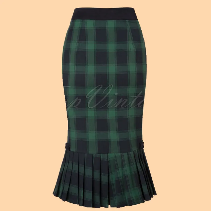 Юбка карандаш Женская плиссированная в клетку элегантная клетчатая юбка большие