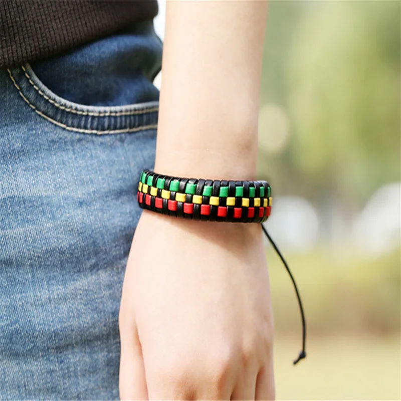 Мужской браслет PUN панк с кожаной оплеткой 2018 | Украшения и аксессуары