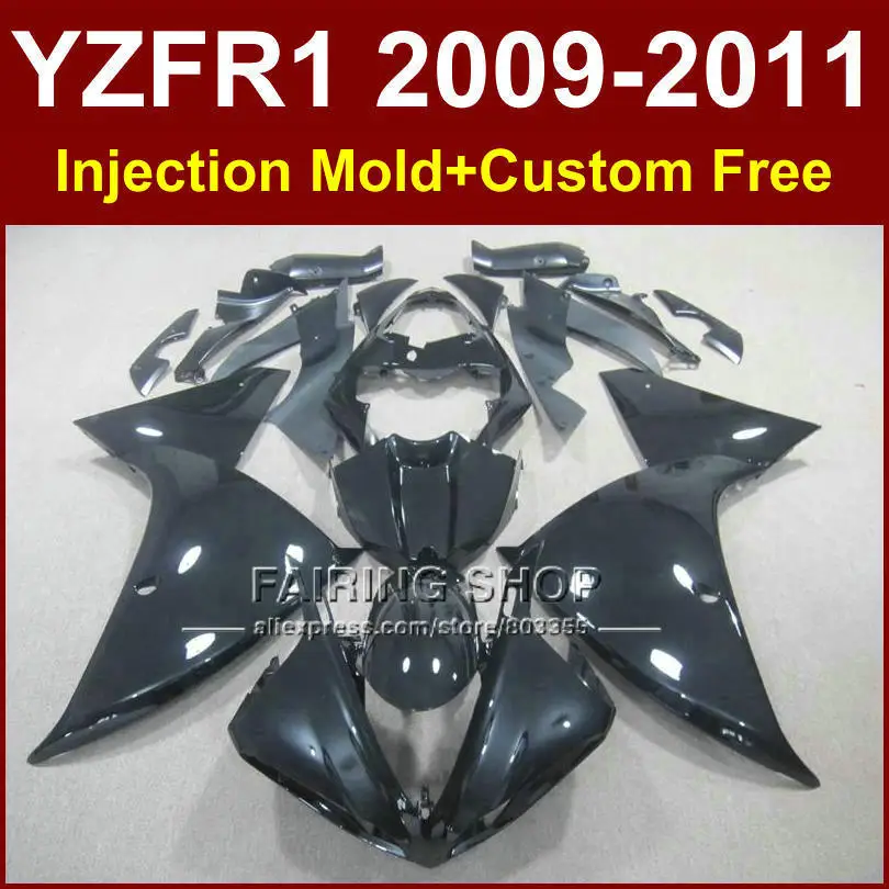 Плоские черные детали для кузова мотоцикла YAMAHA fairingsYZF R1 09 10 11 12 YZF1000 + 7 подарков YZF