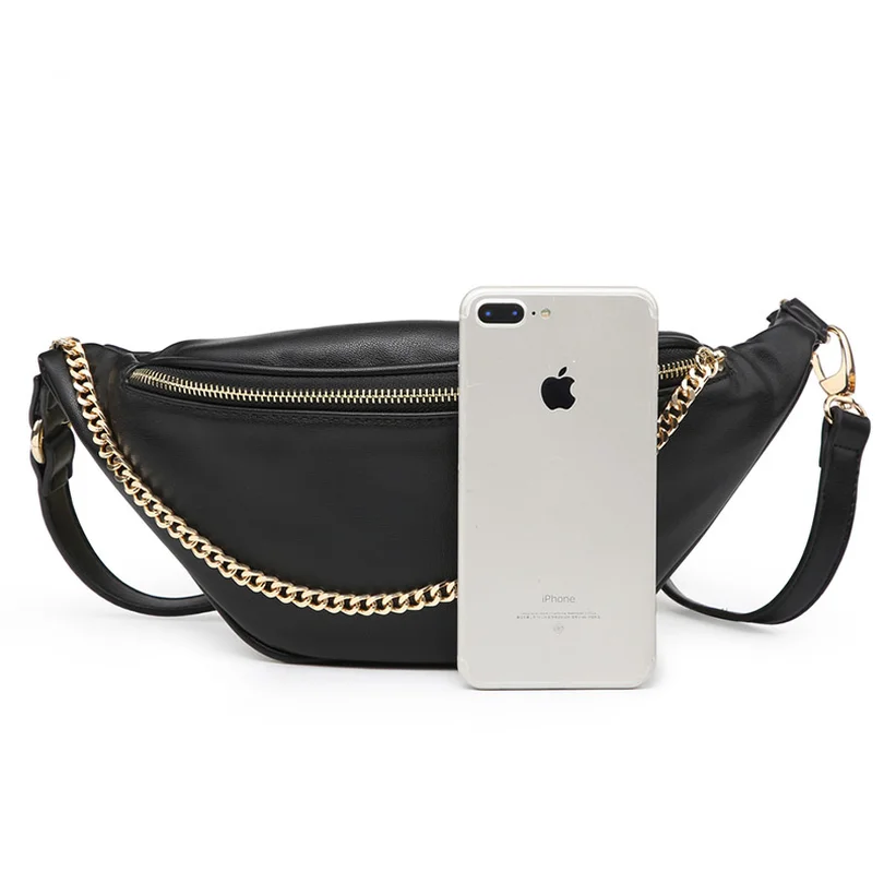 Новинка 2019 года для женщин сумки на пояс модные черные Fanny Packs из искусственной