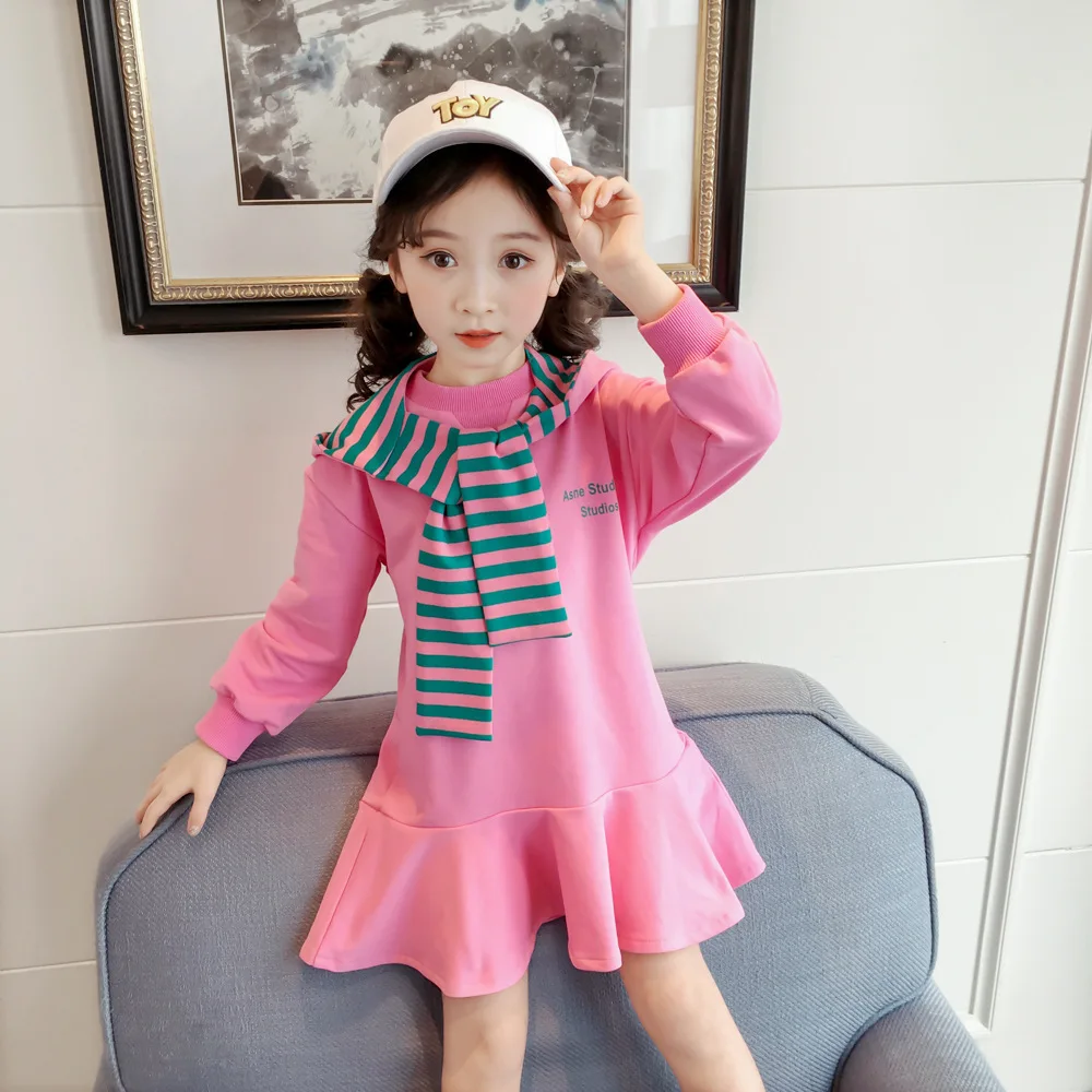 Baby Girls Dress Children Long Sleeve Striped Hooded Dresses Kids Cute Spring Autumn Casual Clothes | Детская одежда и обувь