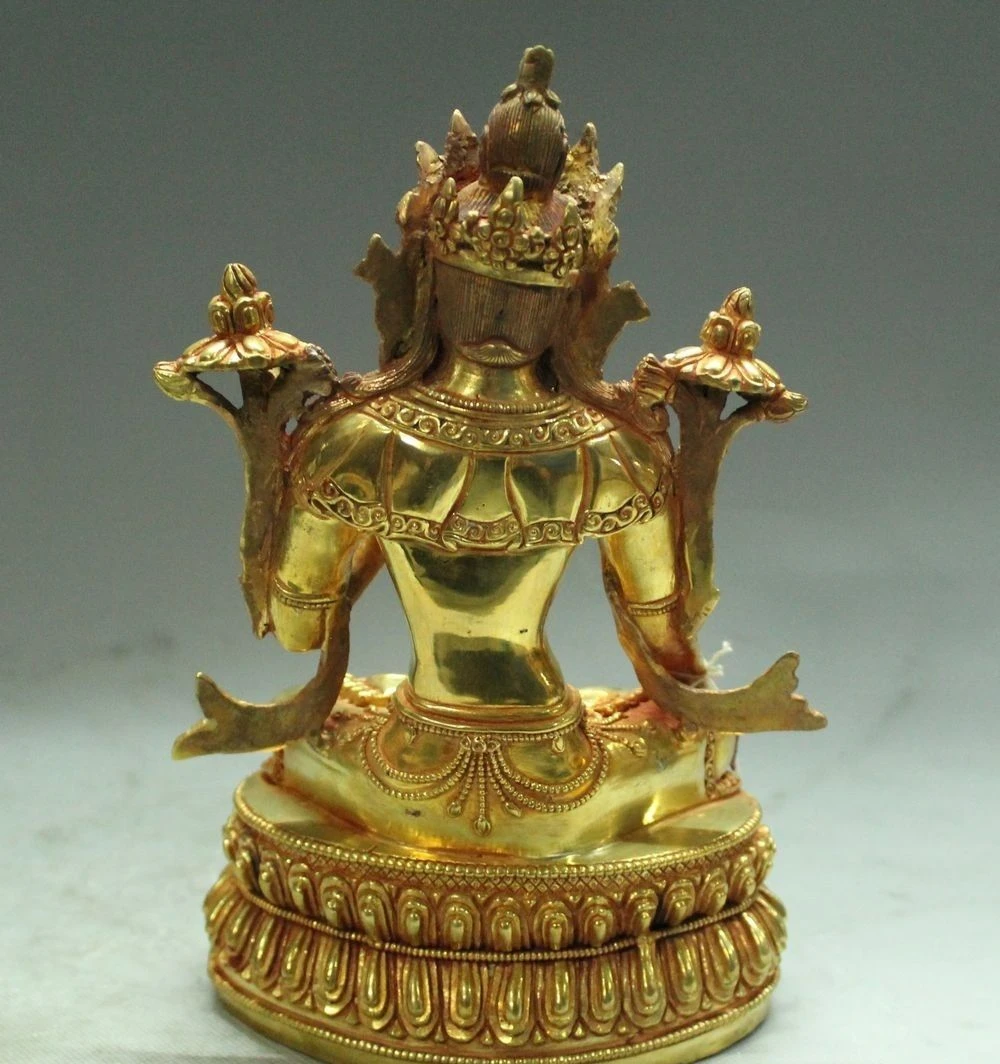 9 &quotТибетский буддизм бронзовый бело-золотые тара kwan-инь Гуаньинь Будда