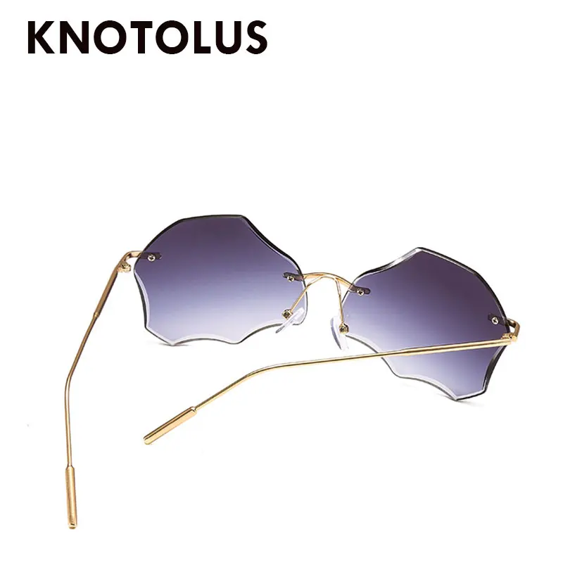 Knotolus слишком большим Frameless вечерние солнцезащитные очки с металлической оправой