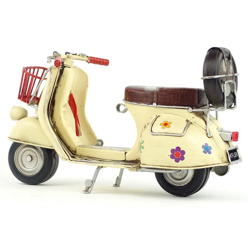 Vespa мини металлический мотоцикл модель ручной работы желтый цвет винтажная