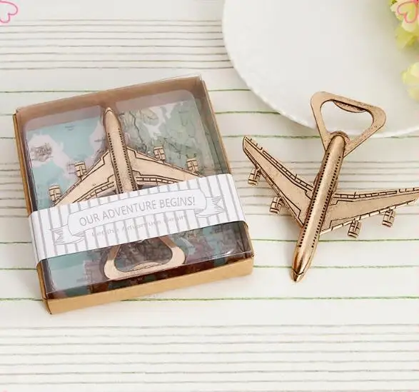 Free Shipping 10pcs/lot Wedding Favors Airplane Gifts Festival Supplies Retro Beer Opener