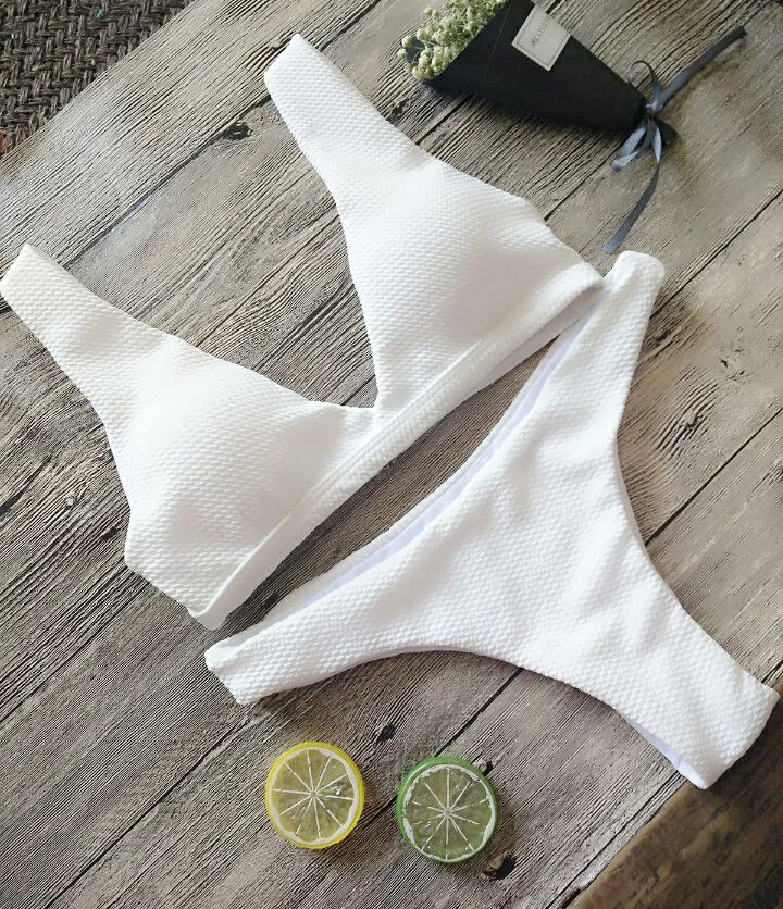 Women's three-point strap bikini swimsuit summer tugboat push up Thong Swimwear Women Brazilian Bikini | Спорт и развлечения