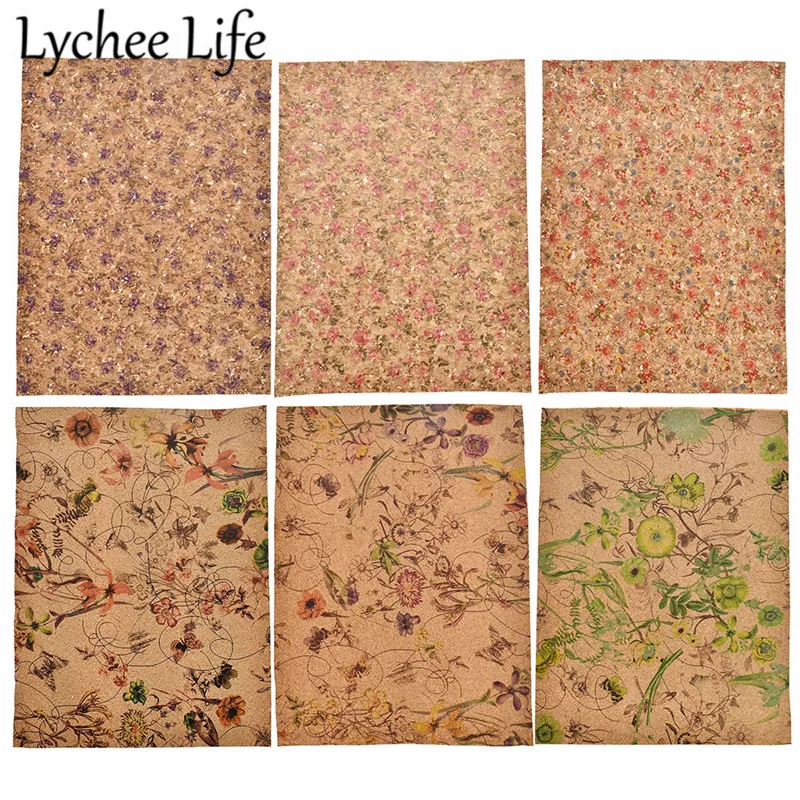 Lychee Life A4 мягкий пробковый материал 29x21 см красочная ткань с цветочным принтом DIY Ручная работа современная домашняя швейная одежда текстильные принадлежности