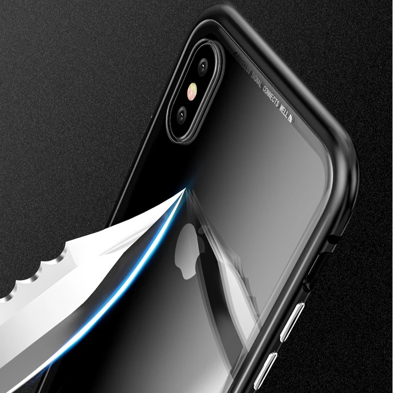 Для xiaomi mi 8 Магнето Магнитная адсорбции Алюминий чехол + 9 H закаленное стекло