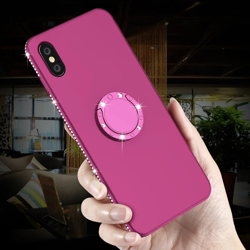 Силиконовый блестящий чехол со стразами для iPhone X 6 6S Plus тонкий мягкий матовый 7 8 XR