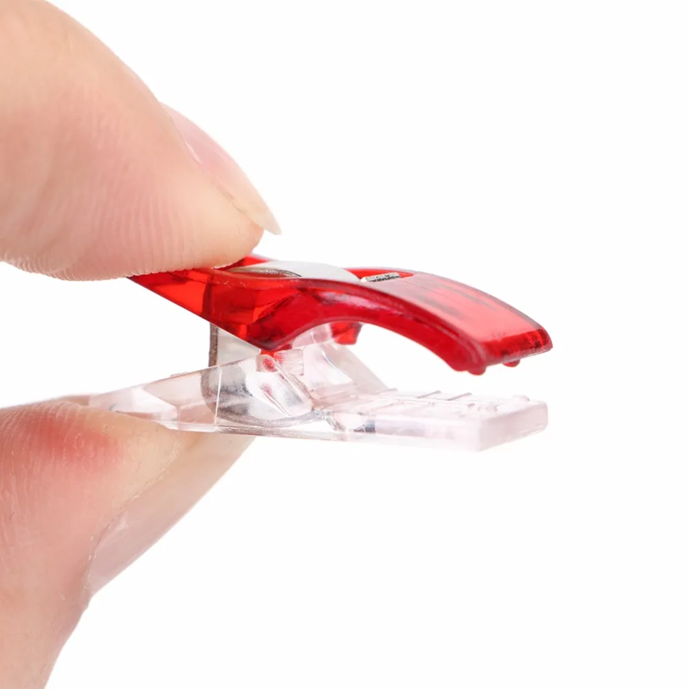 50 шт. ПВХ Пластик Зажимы для пэчворка Вышивание DIY ремесла Красный-прозрачный