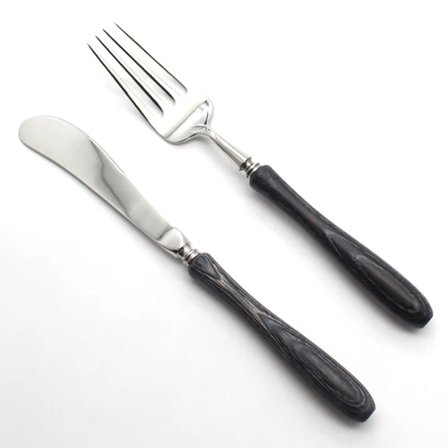 2 Pcs Kit Черный набор столовых приборов из нержавеющей стали, Западный японский набор посуды из черного дерева, набор посуды с деревянной ручкой, кухонные аксессуары - Цвет: 2 Pcs Kit