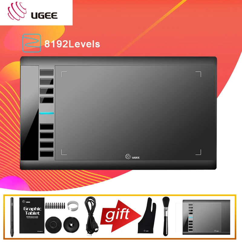 Ugee M708 цифровые графические планшеты для рисования 10*6 дюймов графический планшет