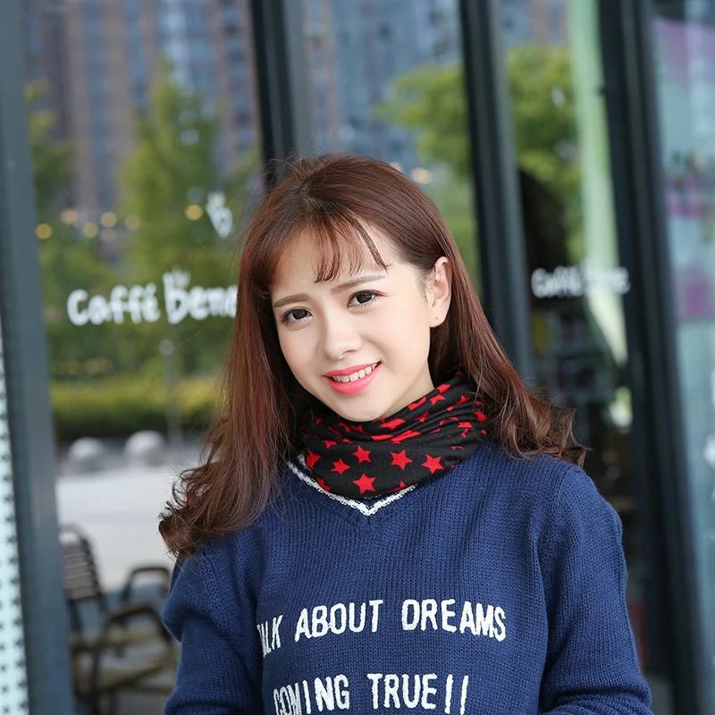 Новая Осенняя модная Вязаная мешковатая Шапка-бини со звездами женские теплые