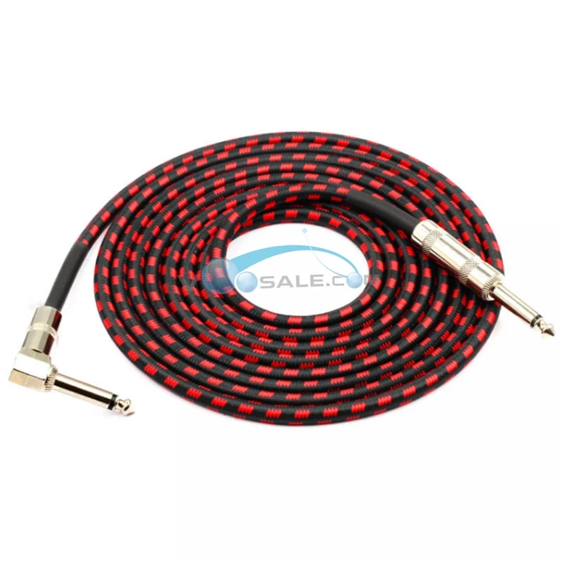 3M Black and Red Gridlines Guitar Cable Bass Electric Noise Reduction Line Connector PVC Woven Net Good Quality | Спорт и